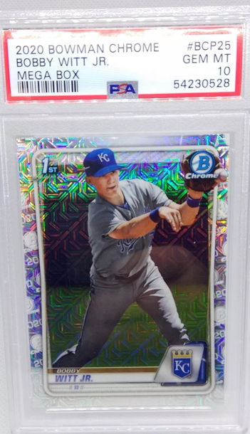2020 Bowman Chrome Mega Box Mojo Refractor #BCP 25 Bobby Witt Jr. RC PSA 10
