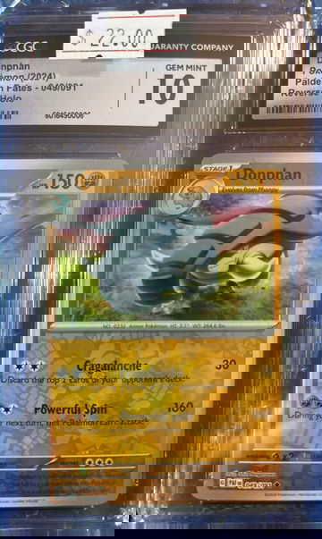 2024 Donphan Paldean Fates 049/091 Reverse Holo CGC 10 Gem Mint