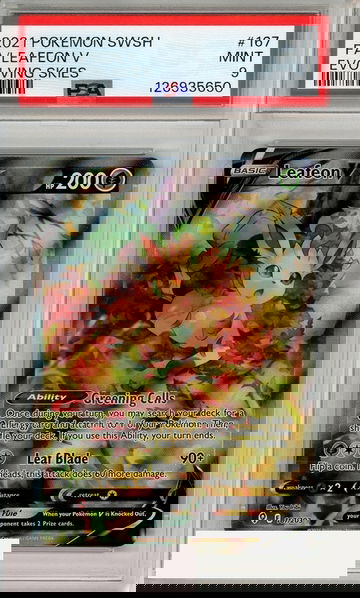 2021 POKEMON SWORD SHIELD EVOLVING SKIES FA LEAFEON V #167 EVOLVING SKIES PSA 9