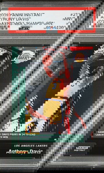 Anthony Davis 2020 Panini Lakers NBA Champions #21 Green Card 10/10 PSA 9 Mint
