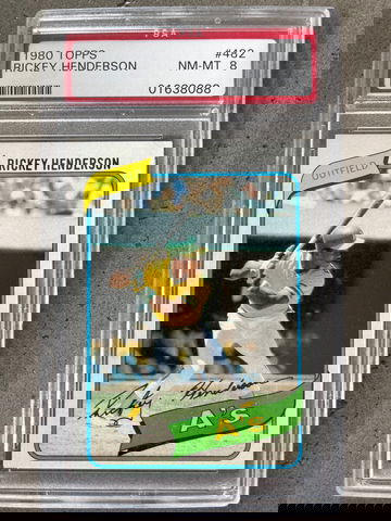 1980 Topps RICKEY HENDERSON PSA 8 Rookie #482 RC HOF Oakland As