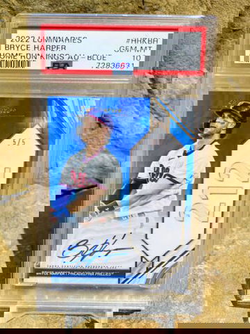 Bryce Harper Blue /5 Auto PSA 10 HR King Parallel 2022 Phillies POP 1 MVP