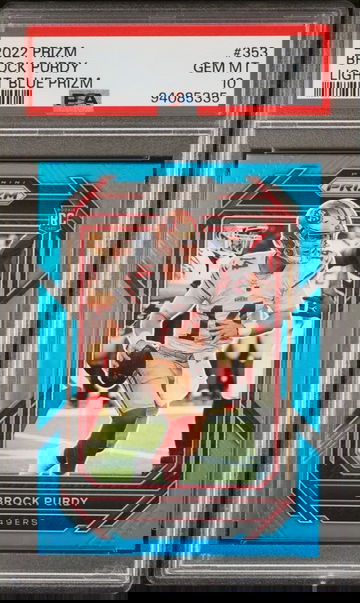 PSA 10 2022 Panini Prizm Brock Purdy Light Blue Prizm Rookie RC #353