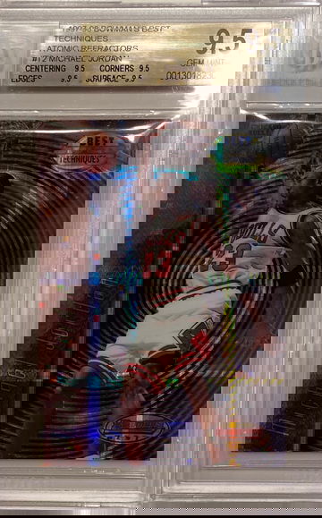 1997-98 Bowman’s Best Techniques Michael Jordan Atomic Refractor BGS 9.5 (Quad 9.5’s)!