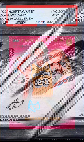 2022 Topps Inception Ote Overtime Elite Autographs Autograph-Magenta Alex Sarr #IAAS3 /99 PSA 9