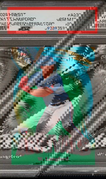 2024 Topps Finest Green Refractor Wyatt Langford #A23 RC /75 PSA 10