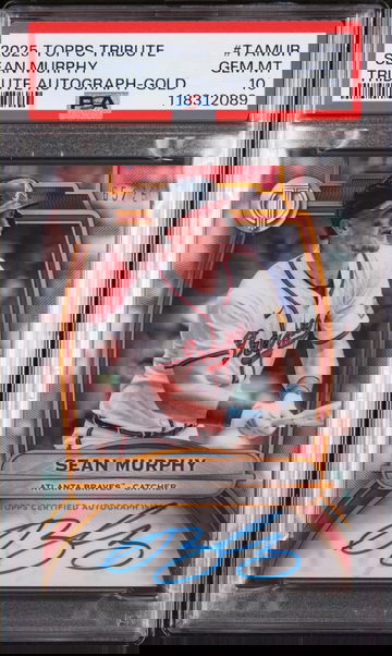 2025 Topps Tribute Tribute Autographs Gold Sean Murphy #TAMUR /75 PSA 10