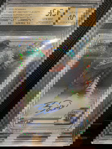 2020 Bobby Witt Jr Bowman Chrome Speckle Refractor Auto Prospect #213/299