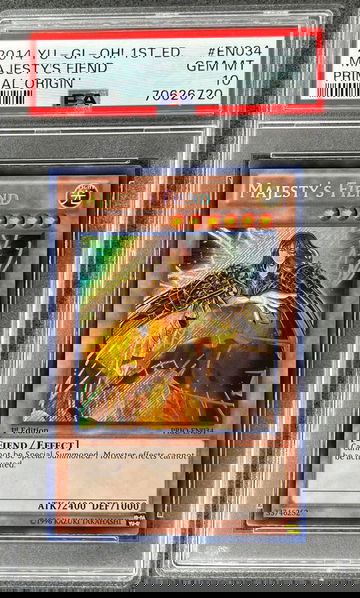 2014 Yugioh Primal Origin Majesty’s Fiend 1st Edition Secret Rare PSA 10