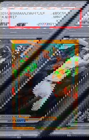 NICK KURTZ 2024 BOWMAN DRAFT SAPPHIRE EDITION GOLD /50 PSA 9