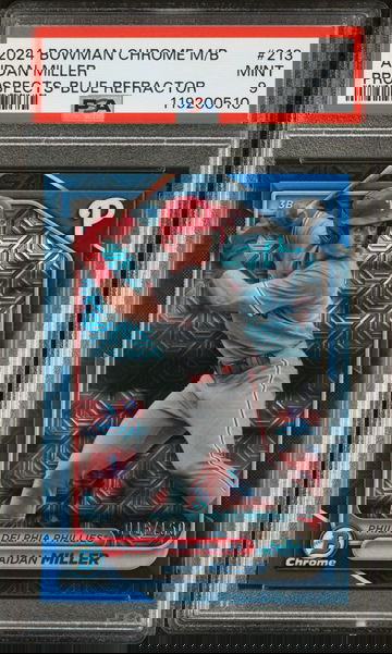 2024 Bowman Mega Box Chrome Prospects Blue Refractor Aidan Miller #213 PSA 9
