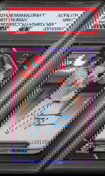 2024 Chrome Draft Autographs Purple Refractors Jared Thomas #CPAJTH /250 PSA 9