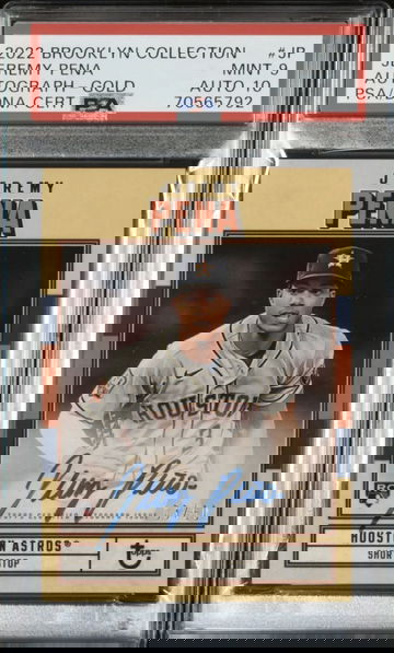 2022 Topps Brooklyn Collection Jeremy Pena Auto Gold 3/50 PSA 9 DNA 10 Jersey Number