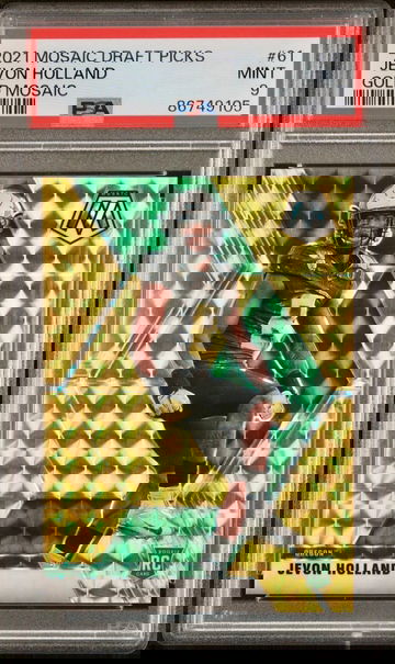 2021 Panini Mosaic Draft Jevon Holland Rookie Gold Mosaic Prizm 2/10 PSA 9 Mint Oregon