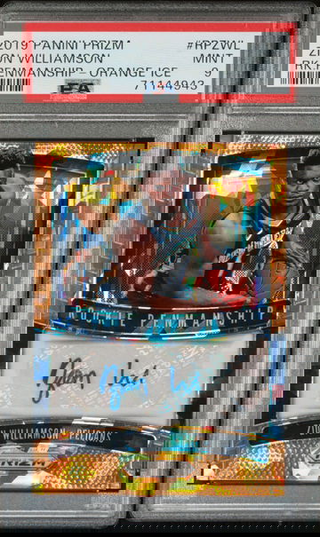 2019 Prizm Zion Williamson Orange Ice Rookie Penmanship Auto PSA 9