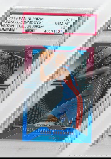 PSA 10 GEM MINT 2019 PANINI PRIZM RED/WHITE/BLUE PRIZM SEKOU DOUMBOUYA ROOKIE CARD CARD #261