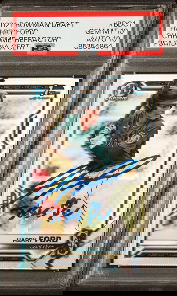 2021 Bowman Chrome Draft Harry Ford Auto Refractor #BDC-1 PSA 10 Auto 10