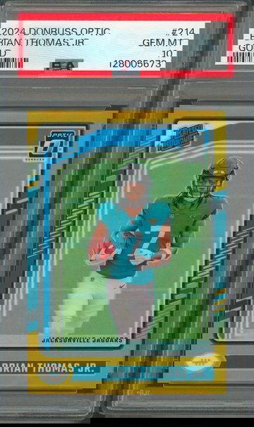 2024 Donruss Optic Brian Thomas Jr. #214 Rated Rookie Gold #8/10 PSA 10 SSP RC