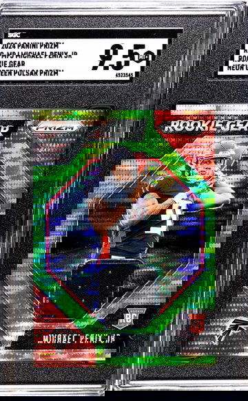 2024 Panini Prizm #RG-MPJ Michael Penix Jr Rookie Gear Neon Green Pulsar Prizm SGC 9.5