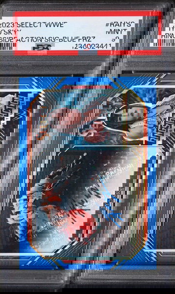 2023 Panini Select WWE Ringside Action Signatures Blue Iyo Sky #RAIYS /49 PSA 9