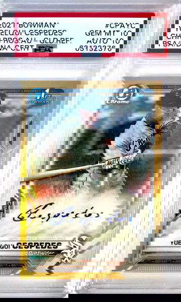 2021 Bowman Chrome Yoelqui Cespedes Gold Auto /50 PSA 10 Auto 10