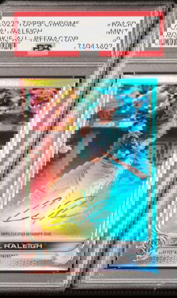 2022 Topps Chrome Cal Raleigh Refractor Rookie Auto /499 PSA 9