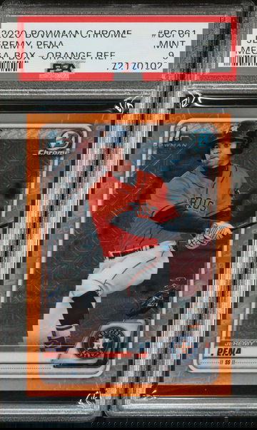 2020 BOWMAN CHROME JEREMY PENA ORANGE MEGA BOX REFRACTOR /25 PSA 9