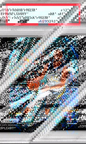 2018 Prizm Stephen Curry ALL DAY FAST BREAK PSA 8