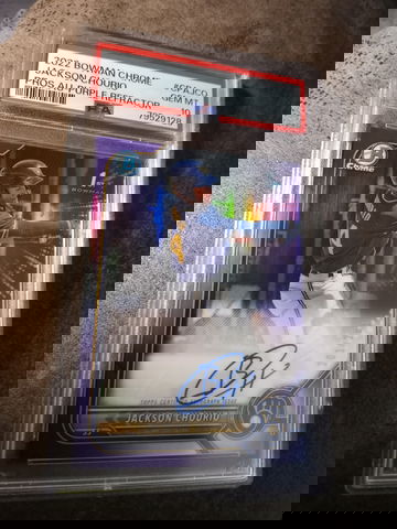 JACKSON CHOURIO PSA 10 GEM MINT 2022 BOWMAN CHROME 1ST PURPLE REFRACTOR ROOKIE AUTO #/250 Milwaukee Brewers RC