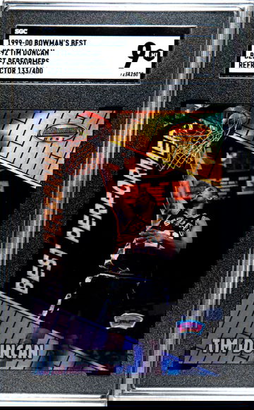 1999-00 Bowman's Best #92 Tim Duncan Best Performers Refractor 133/400 SGC 9 MINT