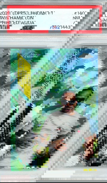 2020 TOPPS CHROME F1 LEWIS HAMILTON #140 SAPPHIRE ED-AQUA 25 OF 99 PSA 7 NM