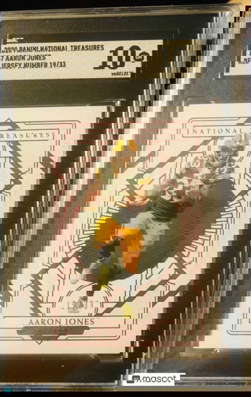 AARON JONES 2020 National Treasures Jersey Number Red SP #19/33 SGC 10 Packers