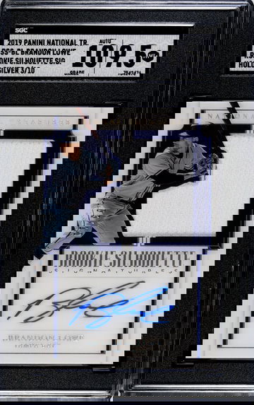 2019 Panini National Treasures Rookie Silhouette Signature Holo Silver 3/10 Brandon Lowe SGC 9.5