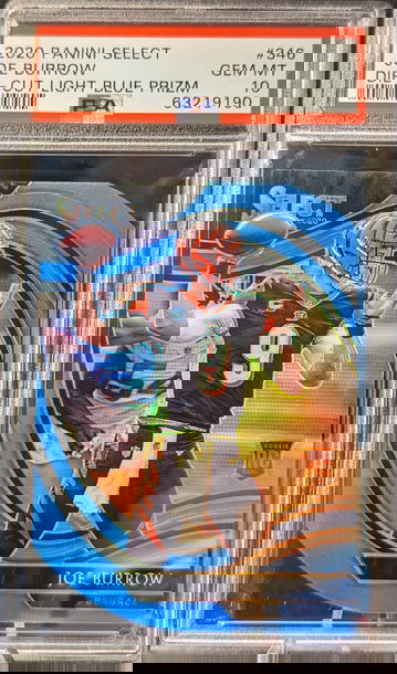 2020 Select Field Level Die-Cut Light Blue Prizm Joe Burrow #346 PSA 10