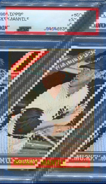 1966 Topps #50 Mickey Mantle NY Yankees HOF Great Centering for a PSA 5