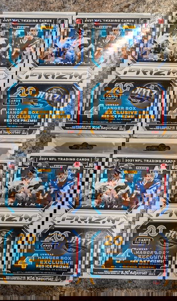 (4) 2021 Panini Prizm Sealed Hanger Box lot Red Ice Chase Lawrence Nico Waddle Parsons