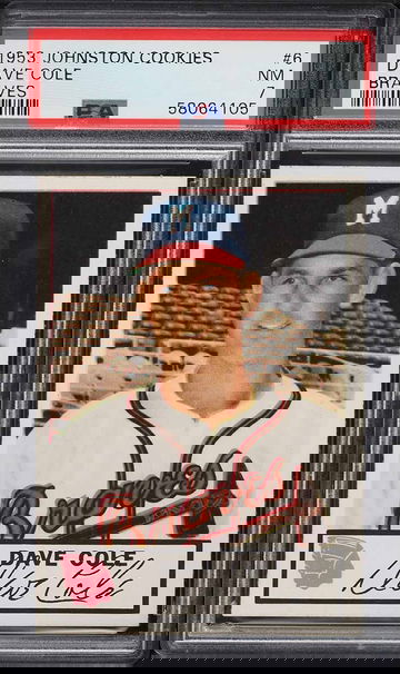 1953 Johnston Cookies Braves Baseball Dave Cole #6 Braves PSA 7