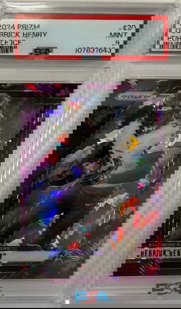 2024 Panini Prizm Derrick Henry Purple Ice /225 #20 PSA 9 Ravens
