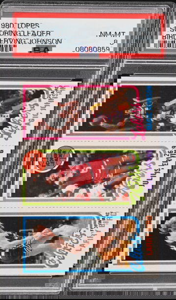 1980 Topps Scoring Leader Larry Bird / Julius Erving / Magic Johnson PSA 8