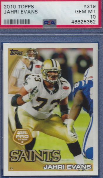 2010 Topps #319 Jahri Evans PSA 10 (BillsGridironGreats)