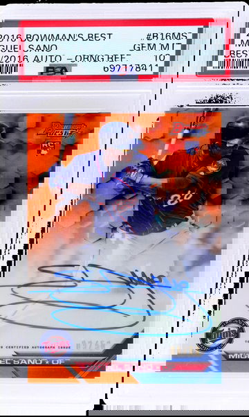 2016 Bowman's Best Miguel Sano #B16MS /50 PSA 10 RC Auto Orng. Refractor