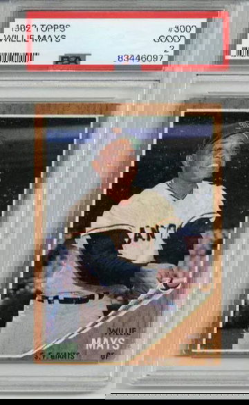 1962 TOPPS #300 WILLIE MAYS CARD SAN FRANCISCO GIANTS PSA 2 NEW LABEL GREAT CARD