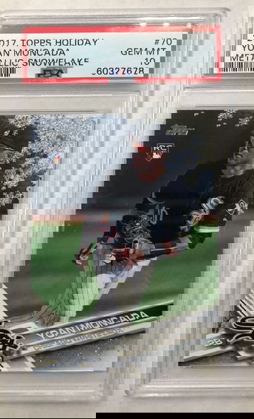 2017 Topps Holiday Yoan Moncada Metallic Snowflake PSA 10