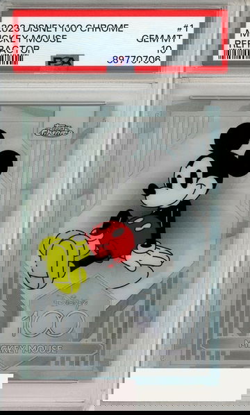 2023 TOPPS CHROME DISNEY100 MICKEY MOUSE #1 REFRACTOR PSA 10 GEM MT