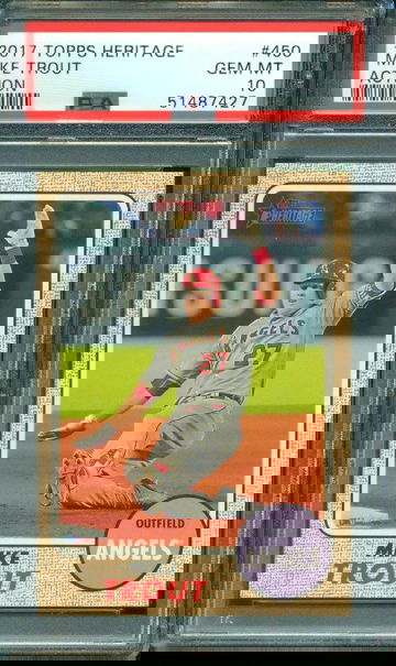 2017 Topps Heritage Mike Trout Action PSA 10