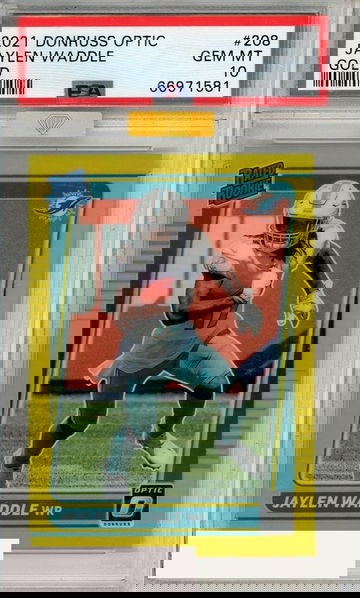 2021 PANINI DONRUSS OPTIC JAYLEN WADDLE #208 GOLD PSA 10 GEM MT  RC