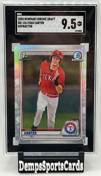2020 Bowman Chrome Draft Refractor Evan Carter 1st Bowman #BD-126 Rangers Prospect SGC 9.5