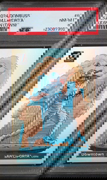 2024 Panini Donruss Downtown Sam Laporta #6 PSA 8