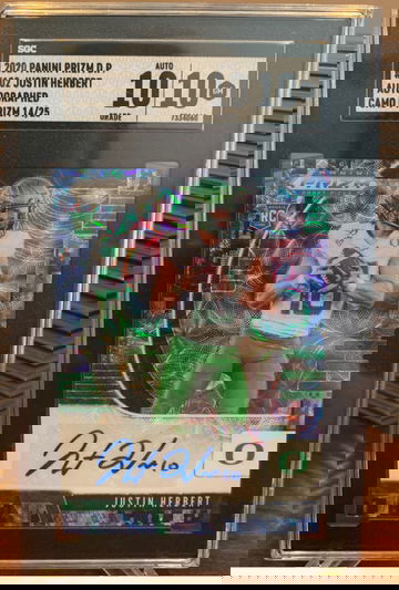 Justin Herberts \25 Rare Rookie Panini Prizm Camo Prizm SGC 10/10