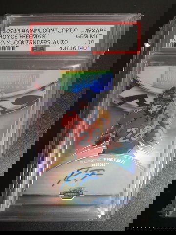 2018 optic contenders Royce Freeman RC rookie of the Year Auto PSA 10 